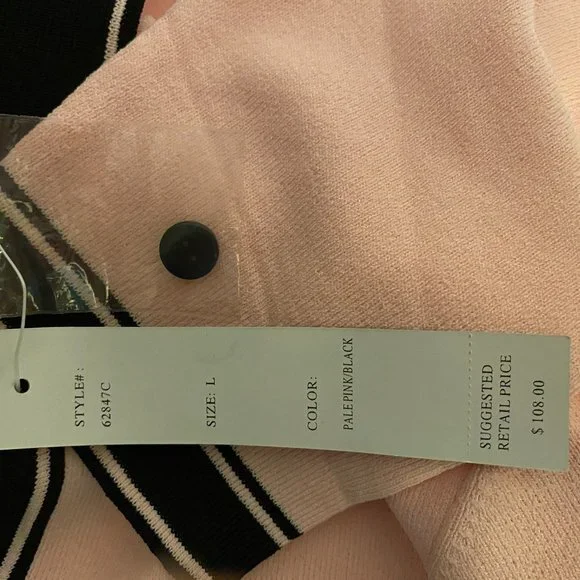 Sonia Pink/Black Sweater Jacket Size L NWT - Picture 4 of 6